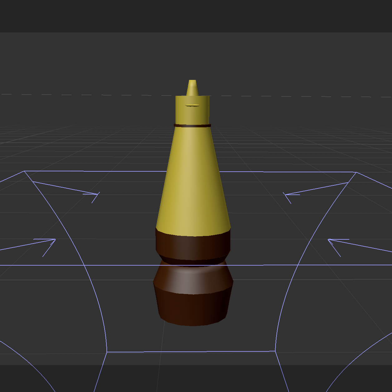 A front view image of the soy sauce bottle as 3D model with colour