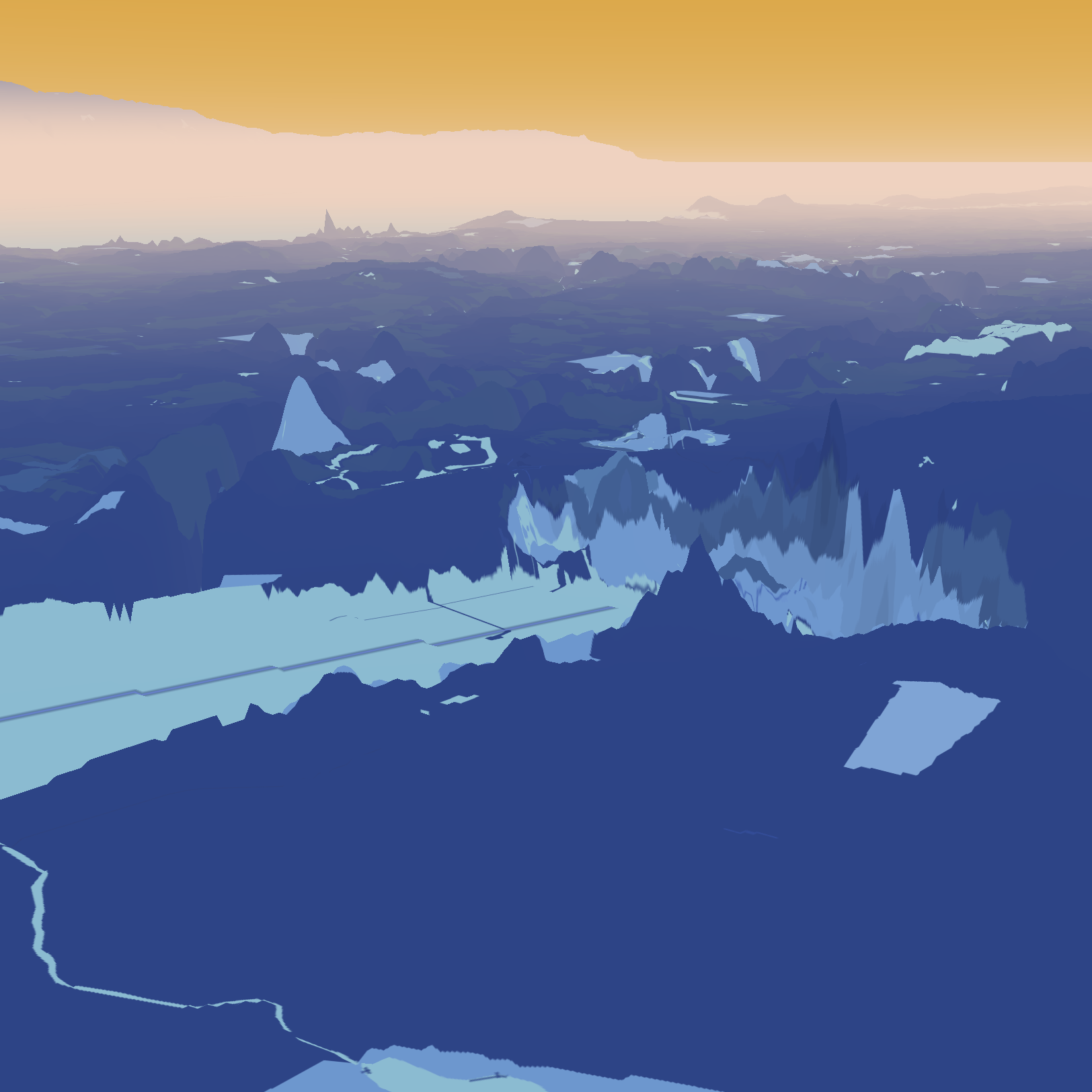 This is the falls from a different angle, I like how the orange sky contrasts with the blue land.