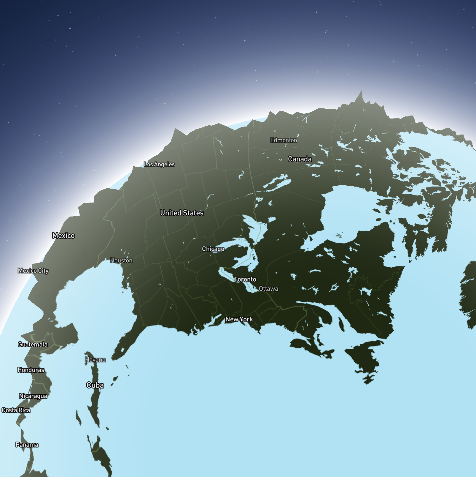 This is what North America looked like with the 3D atomsphere at 53.8.