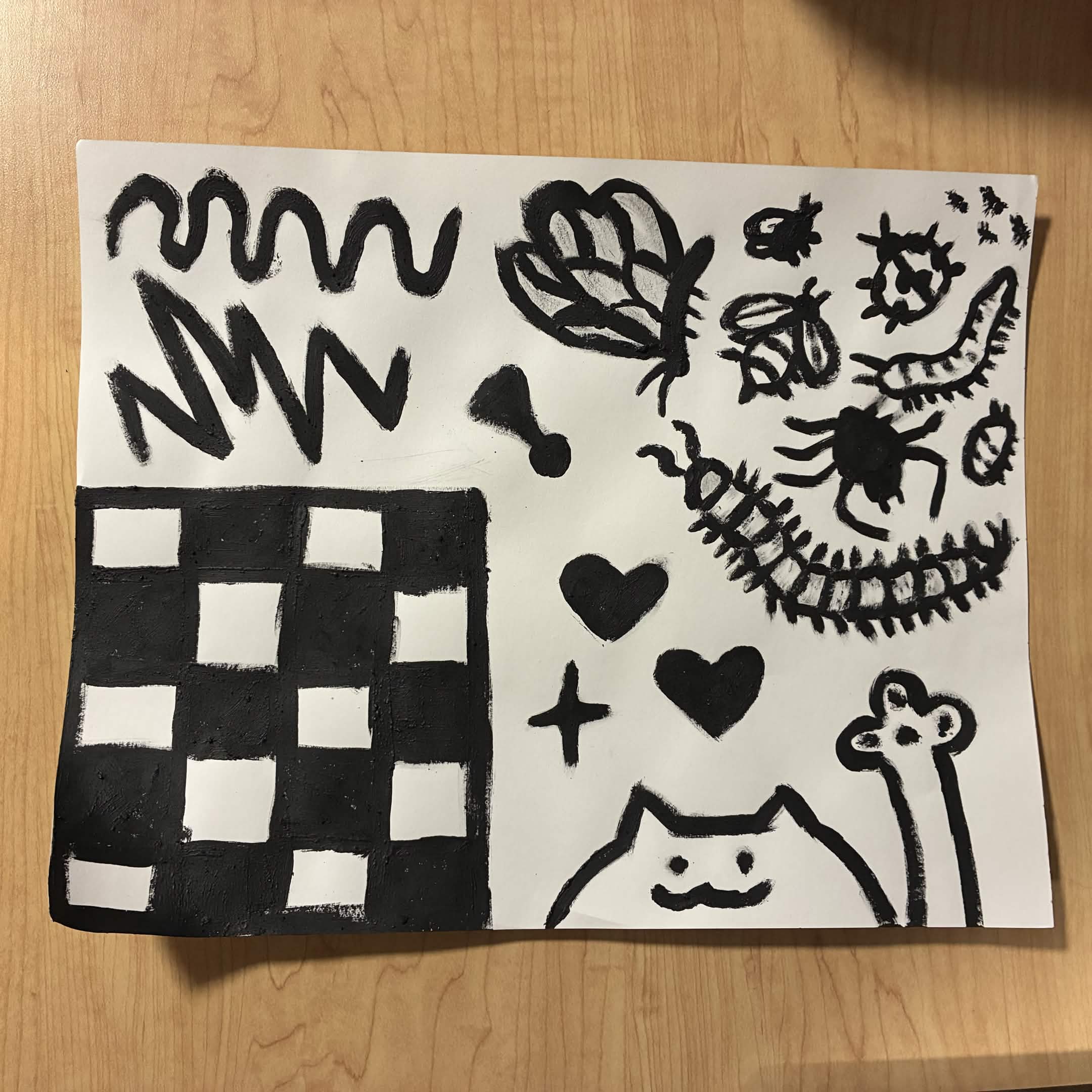 The paintings I made in class with conductive paint for this activity.