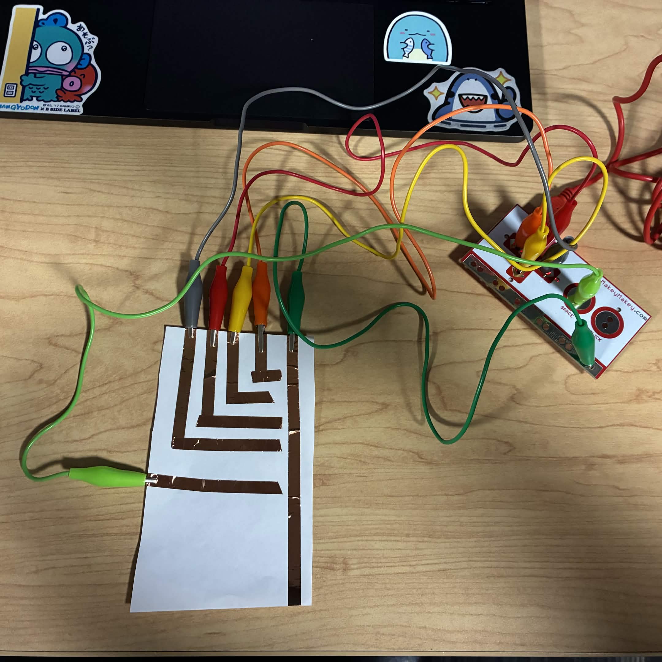 I added an extra circuit and connected it to the space button with the light green alligator clip wire.