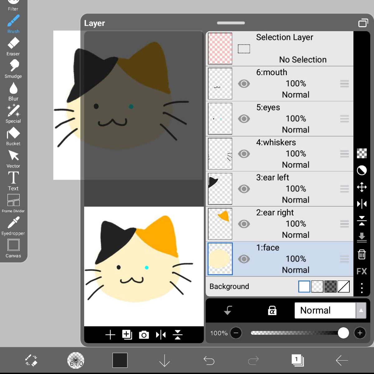 I wanted to draw another simple data portrait so I made a calico cat in seperate layers.